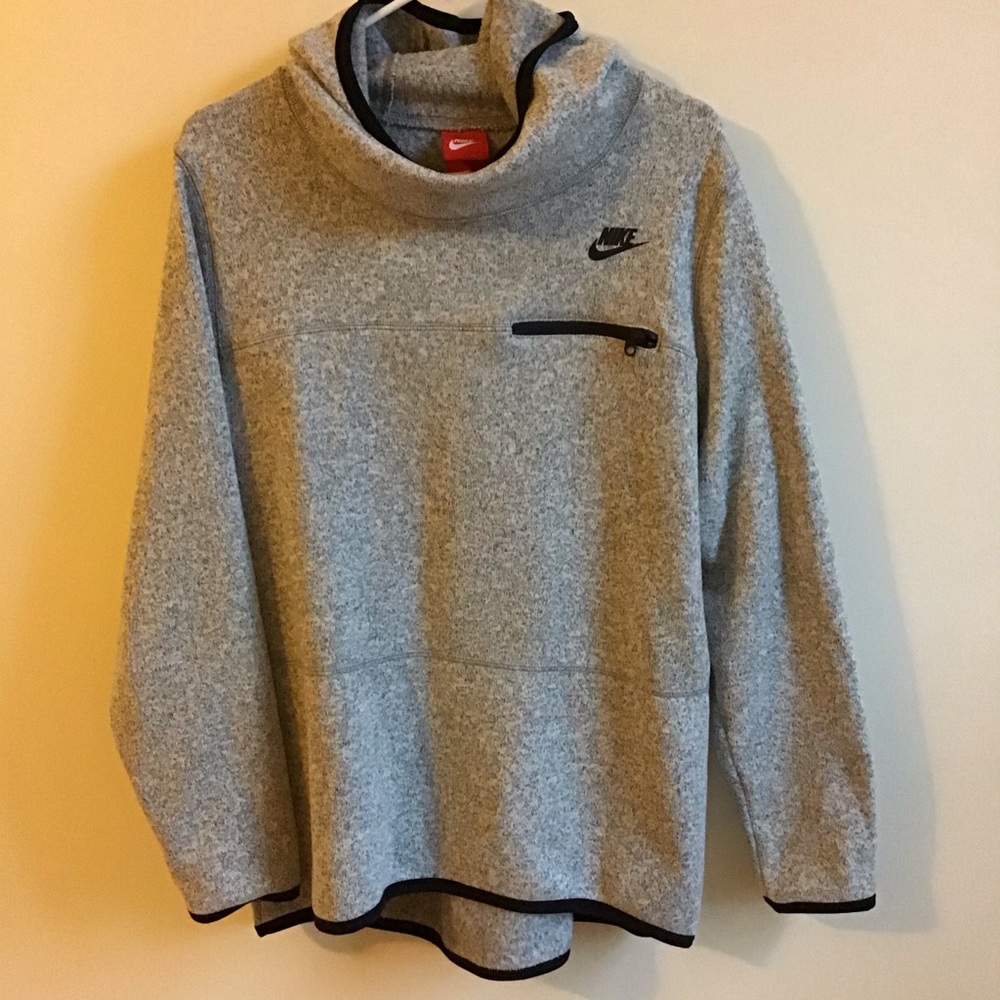 Nike Grey Funnel-Neck Hooded Pullover